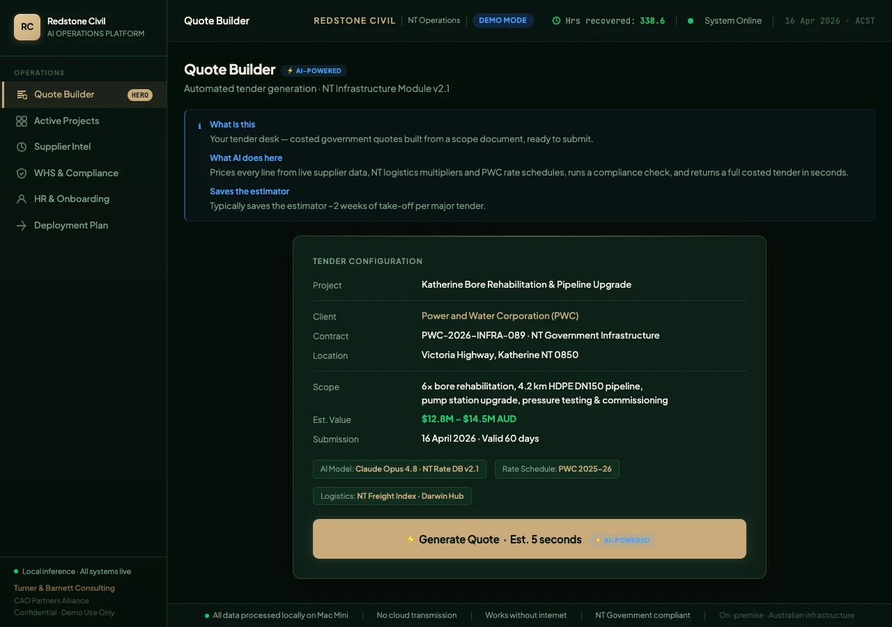 Redstone Civil interactive demonstration interface